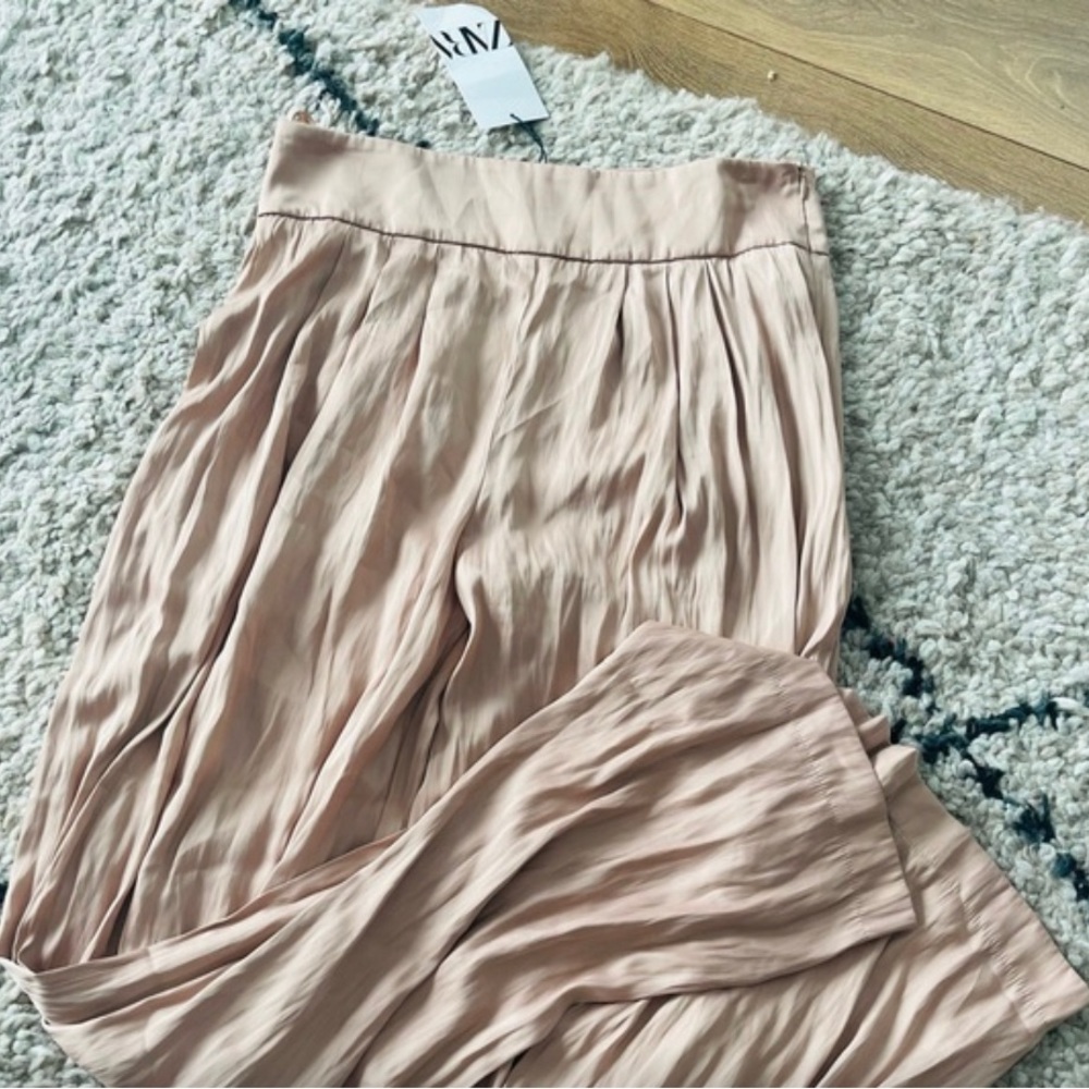 ZARA champagne flowy pants NWT
